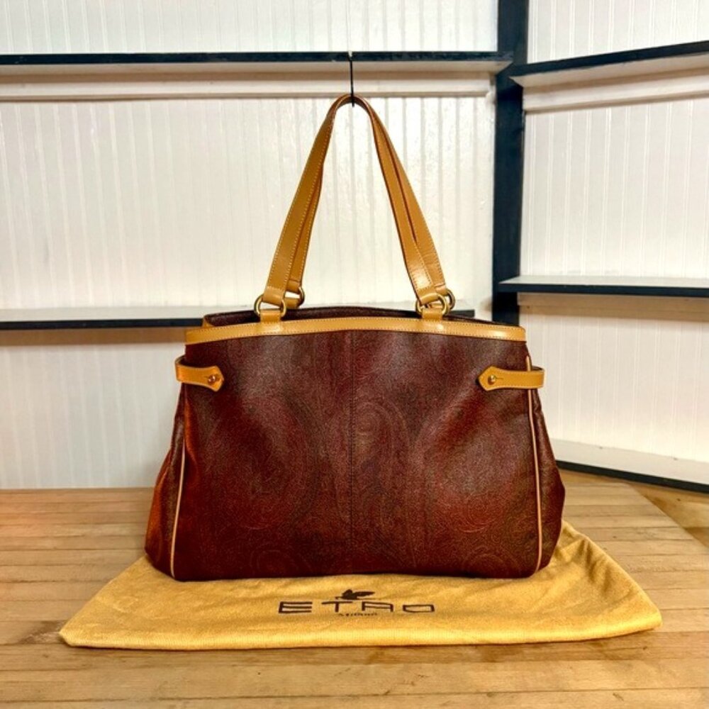 ETRO Burgundy Paisley Shoulder Bag M/L Tote AUTHENTIC NO CALL OUTS!